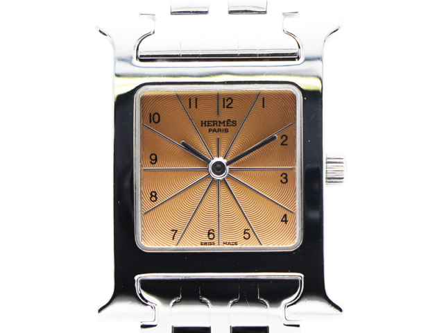 【 エルメス HERMES 】 腕時計 HH1.210 Hウォッチ SS オレンジ文字盤 クォーツ レディース 新着 70316-5