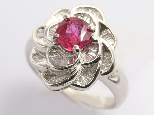 【 プラチナ PT900 】 指輪 リング ルビー0.849ct ダイヤモンド0.70ct 8.47g 11号 レディース ☆新着 70340-5