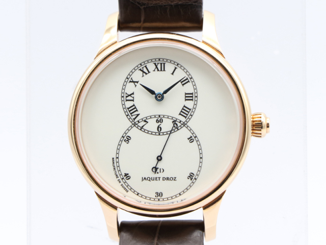 【 ジャケドロー JAQUET DROZ 】 腕時計 JO14013 グランセコンド アイボリー エナメル K18RG/革 自動巻 裏スケ メンズ 新着 70190-1