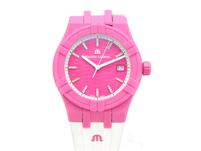 【 モーリスラクロア MAURICE LACROIX 】 AI2008 アイコン タイド プラスチック/ラバー クオーツ デイト 箱 保 レディース □新着 00585-0