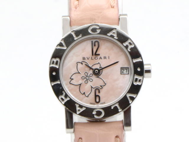 【 ブルガリ BVLGARI 】 腕時計 BB23SL ブルガリブルガリ ピンクシェル SS/革 クォーツ デイト レディース 新着 00588-0