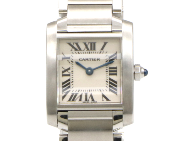 【 カルティエ Cartier 】 腕時計 W51008Q3 タンクフランセーズSM SS クォーツ アイボリー文字盤 レディース 新着 70205-1