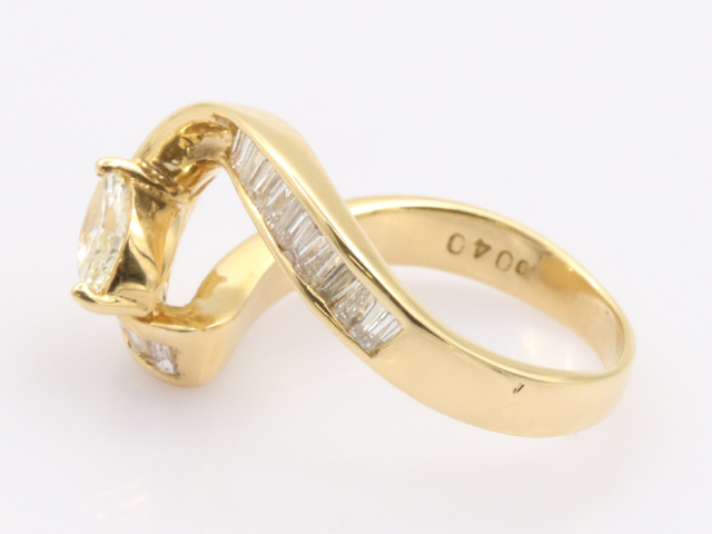 K18YG リング 12号 ダイヤモンド0.3ct 18金イエローゴールド ギンザクロスオーバー〕K18イエローゴールド ダイヤモンド