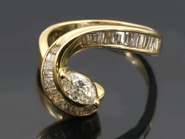 K18 ダイヤモンドリング　6号 イエローゴールド K18YG 】 指輪 リング ダイヤモンド0.40ct