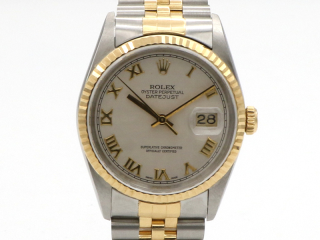 【 ロレックス ROLEX 】 腕時計 16233 デイトジャスト ピラミッドローマン K18YG/SS  自動巻 1994年～1995年製 メンズ 保 新着 01586