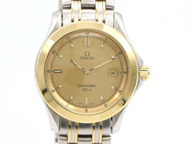 【 オメガ OMEGA 】 2311.10 シーマスター 120ｍ 36mm YG/SS クォーツ デイト メンズ 新着 01605-0