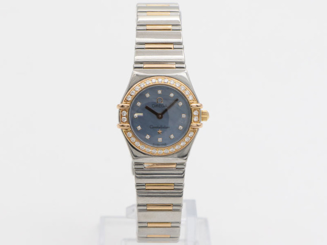【 オメガ OMEGA 】腕時計 1357.77 コンステ USA限定 PG/SS  ダイヤベゼル 12Pダイヤ シェル文字盤 クォ―ツ レディース □新着 01861-0