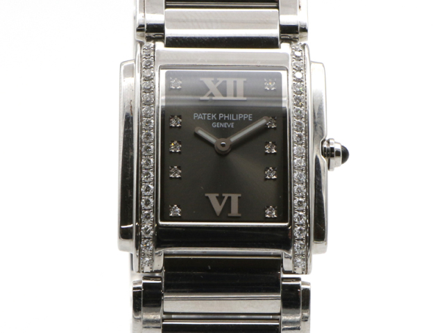 【 パテックフィリップ PATEK PHILIPPE 】 トゥエンティフォー 4910/10A ダイヤベゼル SS クォーツ 保 箱 レディース 新着 01868-0