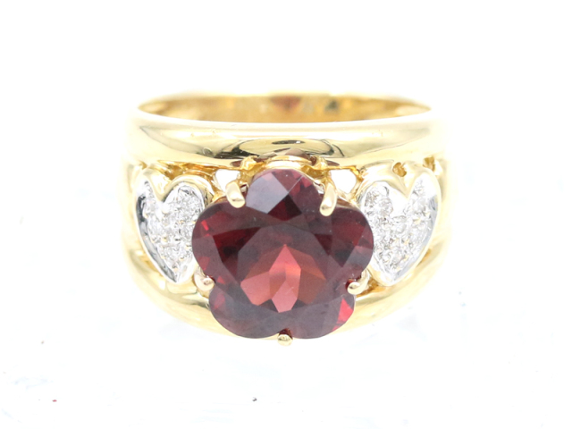 【 イエローゴールド K18YG 】 指輪 リング ガーネット 4.78ct ダイヤ 0.10ct 7.8g 11号 PV刻印 レディース ☆新着 02596-0