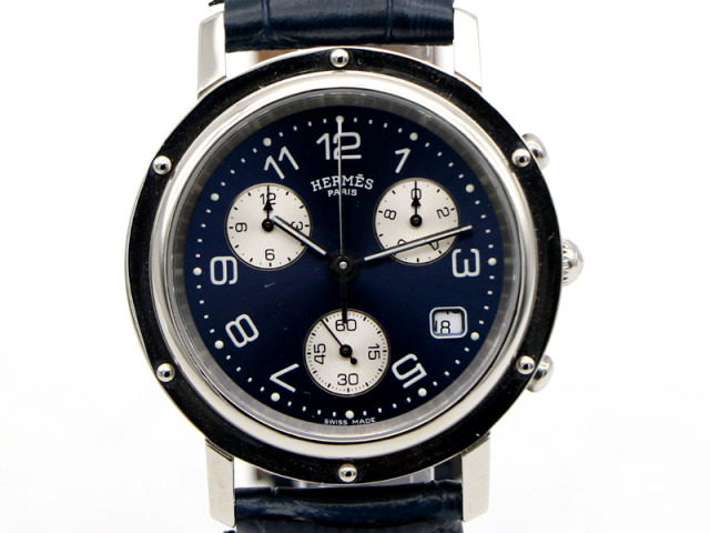 HERMES エルメスクリッパー クロノクォーツデイト メンズ エルメス  