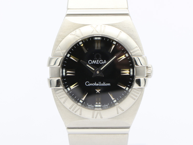 【 オメガ OMEGA 】 腕時計 1581.51 ダブルイーグル コンステレーション SS クォ―ツ ブラック文字盤 レディース 新着 76009-2