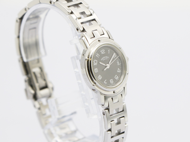 エルメス HERMES 】 腕時計 CL4.210 クリッパー ナクレ ブラック文字盤