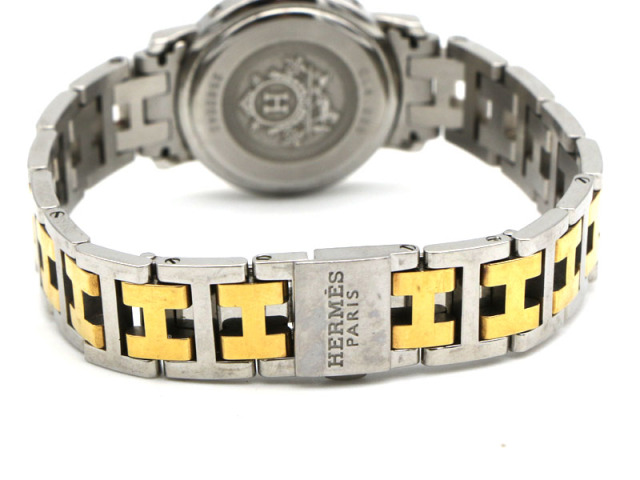 エルメス HERMES 】 腕時計 クリッパー CL4.220 GP/SS クォーツ デイト