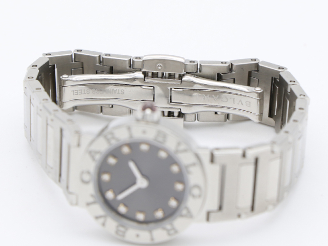 【 ブルガリ BVLGARI 】 BB23SS 新ブレス ブルガリブルガリ 12P ダイヤ SS クォーツ グレーダイヤル レディース 11544-0