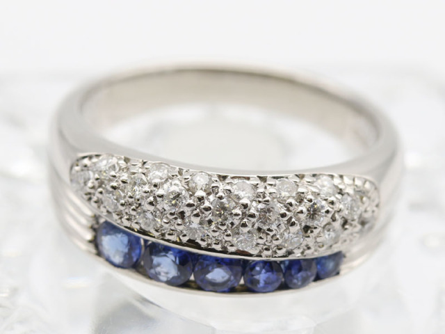 プラチナ PT900 】 指輪 リング サファイア0.54ct ダイヤ0.30ct