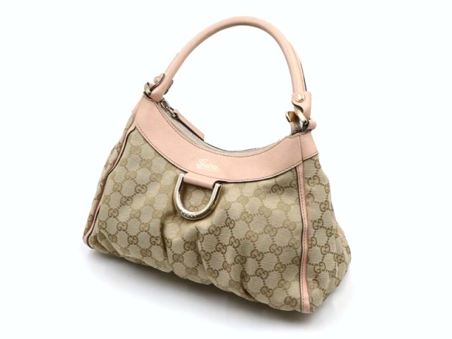 Gucci グッチ アビー Ggキャンバス ベージュ ピンク レザー ワンショルダー ハンドバッグ レディス 3228 0