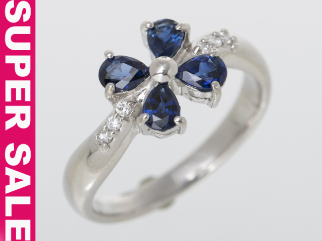☆業界最安値【PT900 プラチナ】指輪 リング サファイア0.81ct ダイヤ0.05ct 11.5号 5.7g レディス 3237-0