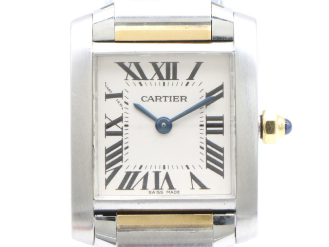 【 カルティエ Cartier 】 腕時計 W51007Q4 タンクフランセーズSM K18YG/SS クォーツ アイボリー文字盤 レディース 新着 70126-1