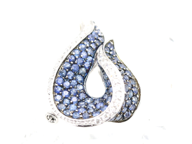 【 ホワイトゴールド K18WG 】 ペンダントトップ ブローチ サファイア 2.45ct ダイヤモンド 0.33ct 7.7g レディース ☆新着 70026-1