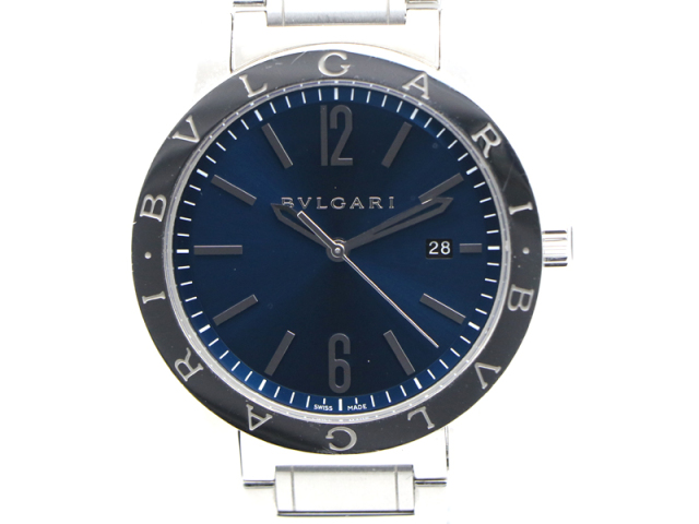 【 ブルガリ BVLGARI 】 腕時計 ブルガリブルガリ BB41C3SSD SS デイト 自動巻 裏スケ ブルー文字盤 箱 保 メンズ 新着 70048-2
