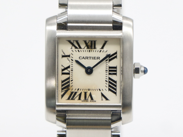 【 カルティエ Cartier 】 腕時計 W51007Q4 タンクフランセーズSM SS クォーツ アイボリー文字盤 レディース 新着 70067-3