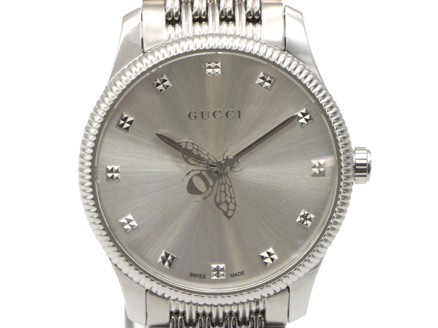 【 グッチ GUCCI 】 腕時計 126.5 YA1265019 Ｇタイムレス ビー SS クォーツ シルバー文字盤 レディース 保・箱 新着 70069-1