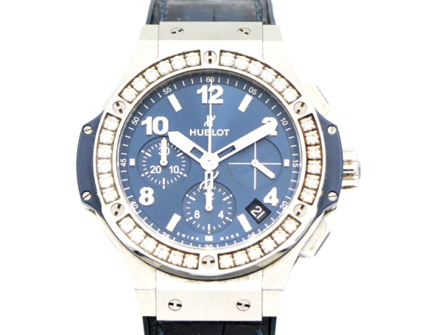 【 ウブロ HUBLOT 】 341.SX.7170 ビックバン スチール ブルー ダイヤモンド SS/ラバー クロノ 自動巻 デイト 裏スケ メンズ 新着 70071-1