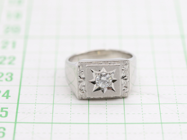 PT900 プラチナ 】 メンズ ジュエリー 指輪 リング ダイヤ 0.35ct 17号 18.0g 印台 ☆新着 70139-3