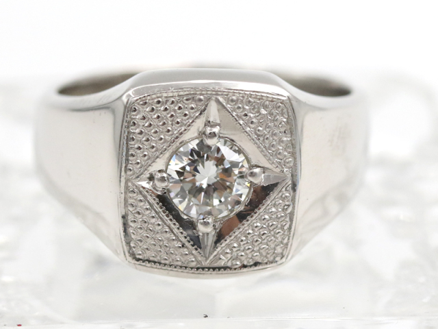 【 プラチナ PT900 】 メンズ ジュエリー 指輪 リング ダイヤモンド 17.7g 印台 16号 ☆新着 70334-3