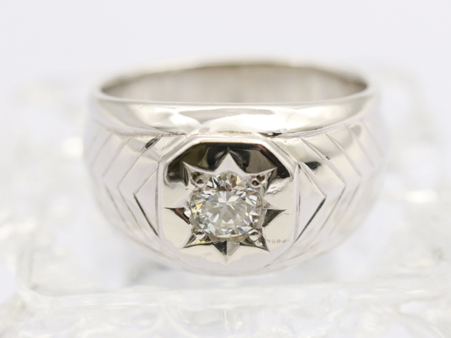 【 PT900 プラチナ 】 メンズジュエリー 指輪 リング ダイヤ 0.407ct 17号 20.4g 鑑別書 ☆新着 76023-5
