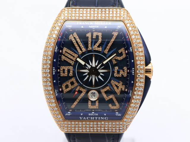 【 フランクミュラー FRANCK MULLER 】 V45SCDTDNBRCD ヴァンガード ヨッティング ダイヤ K18YG 自動巻 デイト メンズ 箱 保 □ 76045-2