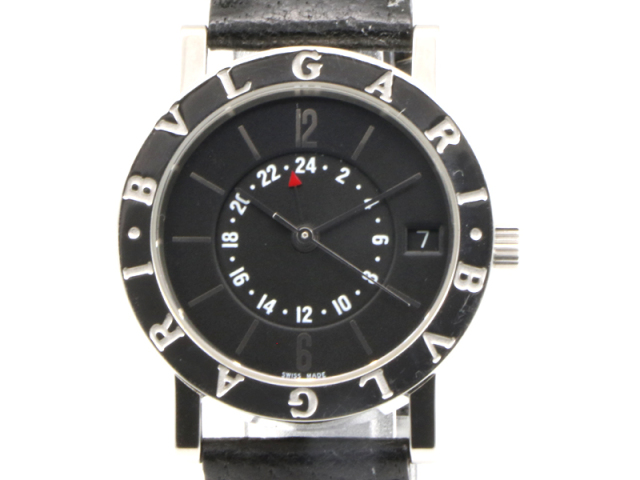 【 ブルガリ BVLGARI 】 腕時計 BB33SLGMT ブルガリブルガリ GMT SS/革 デイト 自動巻 黒文字盤 ボーイズ 新着 76138-1