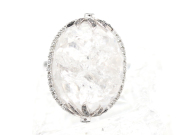 【 ニネットテルツァーノ Ninetto Terzano 】 ロッククリスタル ダイヤ ブラックダイヤ K18WG リング 10号 箱 レディース 〇新着 00448-0