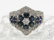 【 プラチナ PT900 】 指輪 リング フラワーモチーフ サファイア 1.89ct ダイヤモンド 0.50ct 8.9g 14.5号 レディース ☆新着 00726-0