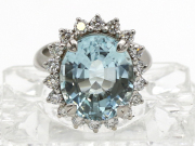 【 プラチナ PT900 】 指輪 リング アクアマリン 7.54ct ダイヤモンド 0.84ct 12.6g 12号 ソーティング レディース ☆新着 01669-0