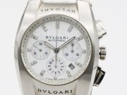 【 ブルガリ BVLGARI 】 腕時計 EG35SCH エルゴンクロノ SS/革 自動巻 12Pダイヤ シルバーシェル文字盤 デイト ボーイズ □新着 01823-0