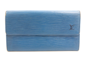 【 ルイヴィトン LOUIS VUITTON 】 長財布 M63575 エピ ポシェット ポルトモネクレディ 二つ折り トレドブルー レディース ○02502-0