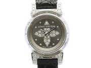 【 ルイヴィトン LOUIS VUITTON 】 腕時計 タンブール ビジュ Q151K 純正ダイヤ SS/革 レディース 保・箱 □新着 70259-2