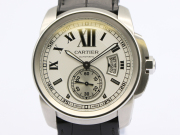 【 カルティエ CARTIER 】 腕時計 W7100013 カリブルドゥカルティエ 45mm SS 革 デイト 自動巻 裏スケ メンズ 箱 新着 70024-1