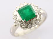【 プラチナ PT900 】 指輪 リング エメラルド2.08ct ダイヤモンド 0.71ct 7.8g 15号 レディース ☆新着 03015-0