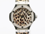 【 ウブロ HUBLOT 】 361.SX.7710.NR.1104.JLE14 ビックバン レオパード ダイヤモンド SS/ラバー クォーツ メンズ 保 箱 □新着 70432-3