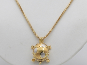 【 イエローゴールド/ホワイトゴールド K18YG/K18WG 】 ペンネック ダイヤ0.28ct ルビー0.04ct カメモチーフ 50cm 21.0g ☆新着 70017-1