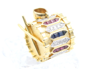 【 イエローゴールド K18YG 】 ペンダントトップ ドラム ダイヤ 0.87ct ルビー 1.90ct サファイア 1.88ct 26.6g レディース ☆新着 70021-1