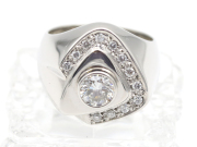 【 PT900 プラチナ 】 メンズジュエリー 指輪 リング 印台 ダイヤモンド 1.106ct 0.30ct 22号 32.6g 鑑定書 ☆新着 70031-1