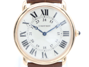 【 カルティエ CARTIER 】 腕時計 W6800251 ロンドルイ K18PG/革 手巻き 裏スケ メンズ 新着 70113-3