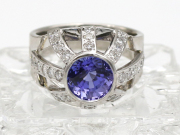 【 プラチナ PT900 】 指輪 リング タンザナイト 3.00ct ダイヤモンド 0.87ct 11.3g 13号 レディース ☆新着 70381-1