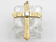 【 イエローゴールド K18YG 】 ペントップ クロス ダイヤ1.178ct I-SI1-GOOD ダイヤ1.44ct 12.3g 鑑定証 ソーティング付 ☆新着 76057-1