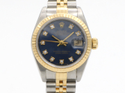【 ロレックス ROLEX 】 69173G デイトジャスト 1976年製 YG/SS 10Pダイヤ 自動巻 デイト 文字盤ブルグラ レディース □新着 76064-1