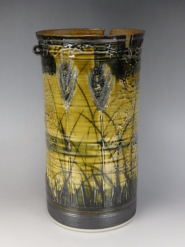 草場正人（有田焼染付大振花入れ）