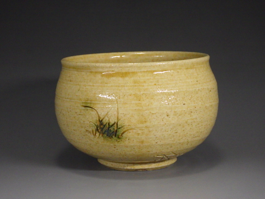 良質 e2260 黄瀬戸 平茶碗 加藤唐三郎 陶泉 木箱入り 抹茶碗 茶道具